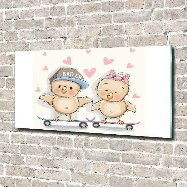 Bild auf Acrylglas Vögel auf einem Skateboard