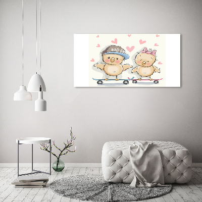 Bild auf Acrylglas Vögel auf einem Skateboard