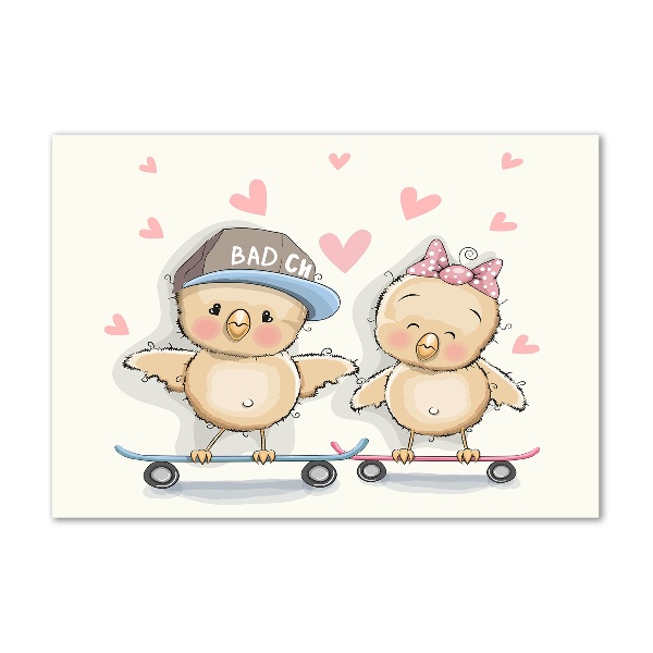 Bild auf Acrylglas Vögel auf einem Skateboard