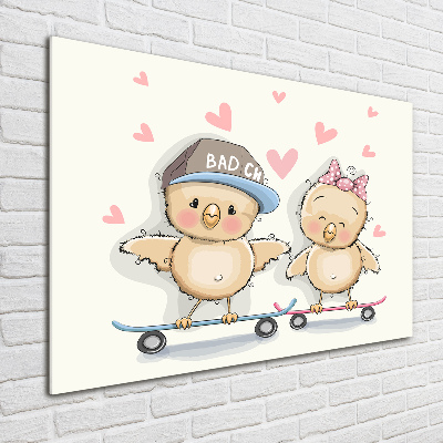 Bild auf Acrylglas Vögel auf einem Skateboard