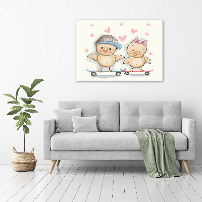 Bild auf Acrylglas Vögel auf einem Skateboard