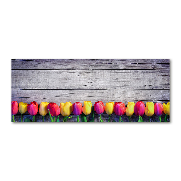 Acrylglas-Druck Tulpen auf Holz
