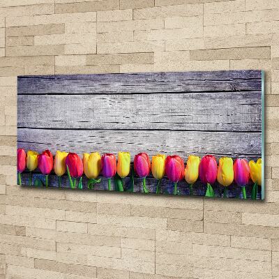 Acrylglas-Druck Tulpen auf Holz