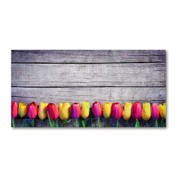 Acrylglas-Druck Tulpen auf Holz