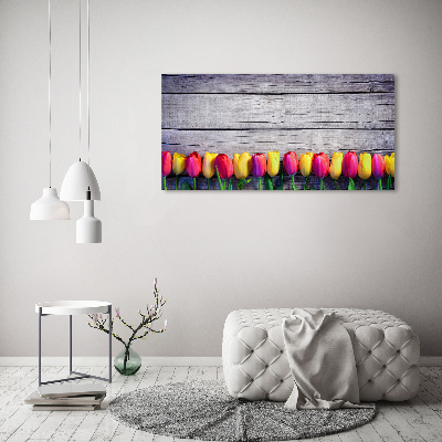 Acrylglas-Druck Tulpen auf Holz