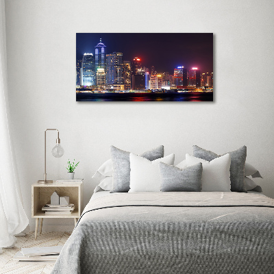 Acrylbild Fotodruck Hongkong bei Nacht