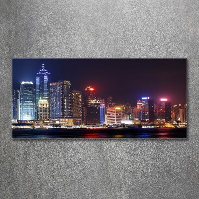 Acrylbild Fotodruck Hongkong bei Nacht