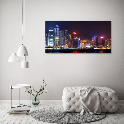 Acrylbild Fotodruck Hongkong bei Nacht