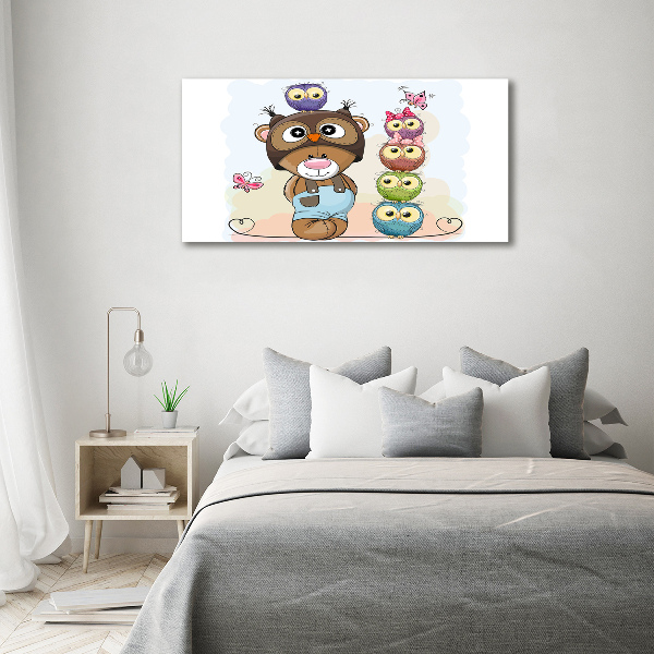 Acrylbild Fotodruck Teddybär und Eulen