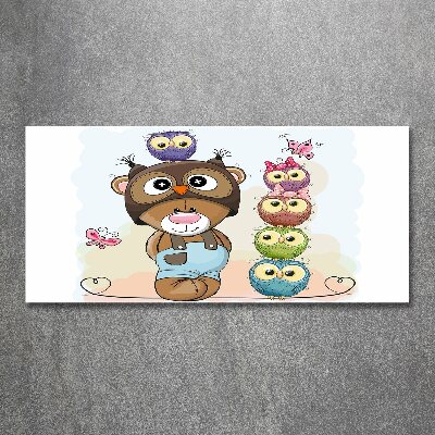 Acrylbild Fotodruck Teddybär und Eulen