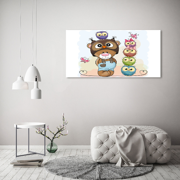 Acrylbild Fotodruck Teddybär und Eulen