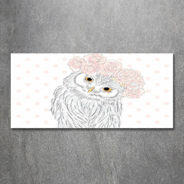 Acrylbild Fotodruck Eule im Kranz