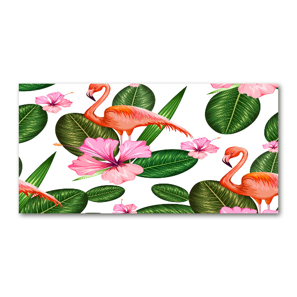 Acrylbild Fotodruck Flamingos und Pflanzen