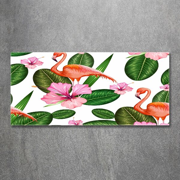 Acrylbild Fotodruck Flamingos und Pflanzen