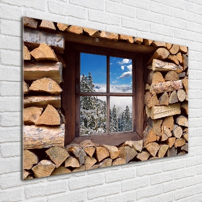 Acrylbild Fotodruck Winter draußen vor dem Fenster