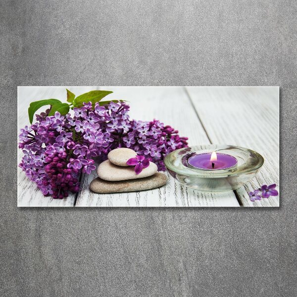 Acrylglas-Druck Flieder- und Zen-Steine