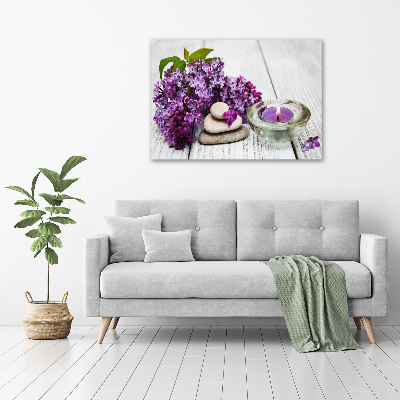 Acrylglas-Druck Flieder- und Zen-Steine