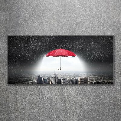 Acrylglas-Druck Regenschirm über der Stadt