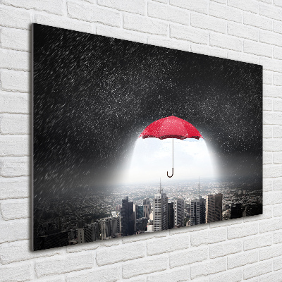 Acrylglas-Druck Regenschirm über der Stadt