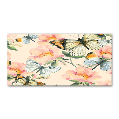 Acrylbild Fotodruck Schmetterlinge und Blumen