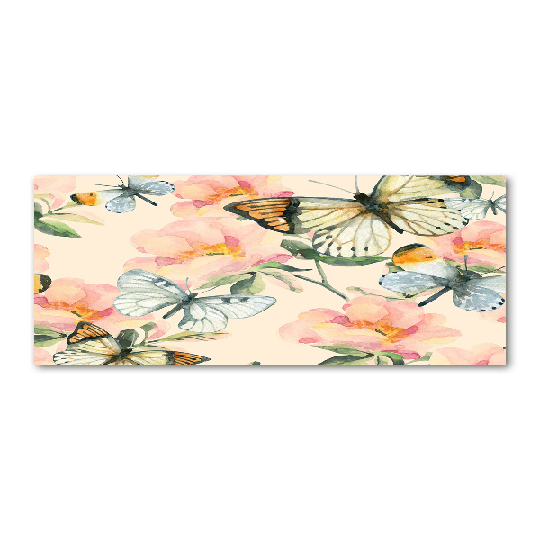 Acrylbild Fotodruck Schmetterlinge und Blumen