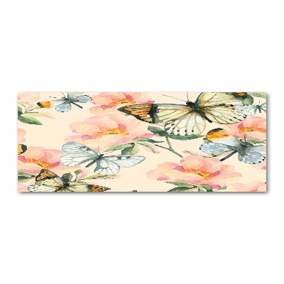 Acrylbild Fotodruck Schmetterlinge und Blumen