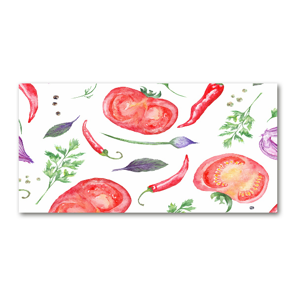 Foto auf Acryl Tomaten und Gewürze