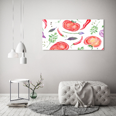 Foto auf Acryl Tomaten und Gewürze