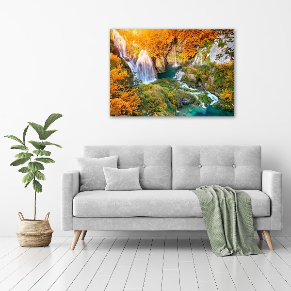 Foto auf Acryl Wasserfall im Herbst