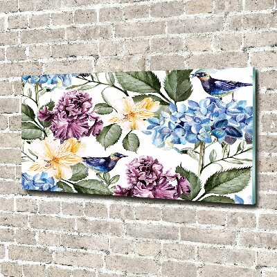 Bild auf Acrylglas Blumen und Vögel