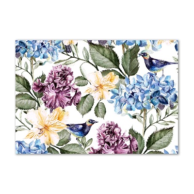 Bild auf Acrylglas Blumen und Vögel