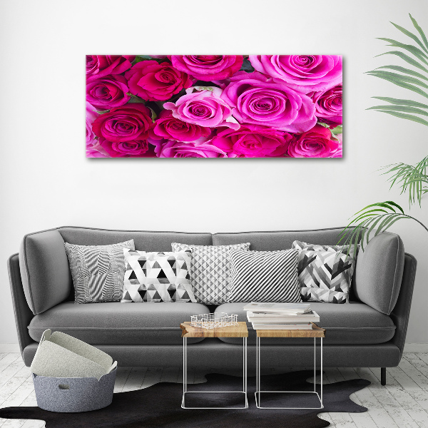 Acrylglas-Druck Strauß aus rosa Rosen