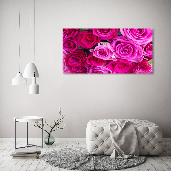 Acrylglas-Druck Strauß aus rosa Rosen