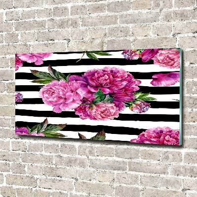 Acrylbild Fotodruck Rosa Pfingstrosen