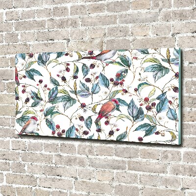 Foto auf Acryl Brombeeren und Vögel