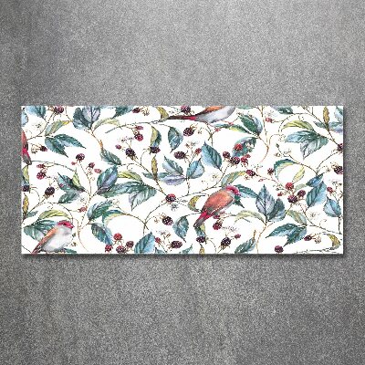 Foto auf Acryl Brombeeren und Vögel