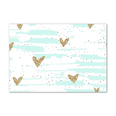 Foto auf Acryl Hintergrund mit goldenen Herzen