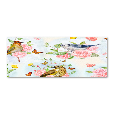 Acrylglas-Druck Vögel und Rosen