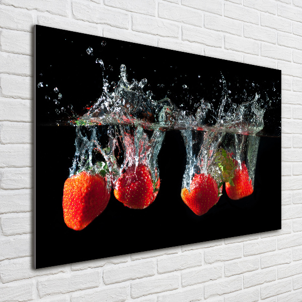 Foto auf Acryl Erdbeeren unter Wasser