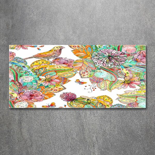 Acrylbild Fotodruck Vogel und Ornamente