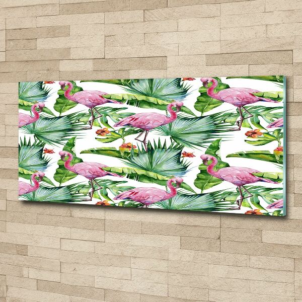 Acrylglas-Druck Flamingos Pflanzen