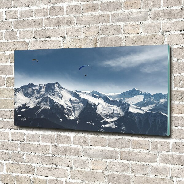 Foto auf Acryl Gleitschirmfliegen in den Alpen