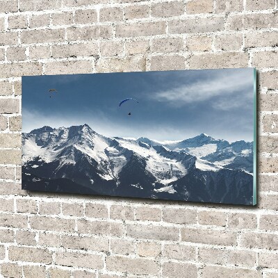 Foto auf Acryl Gleitschirmfliegen in den Alpen