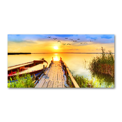 Foto auf Acryl Boot und Pier