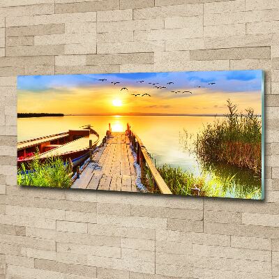 Foto auf Acryl Boot und Pier