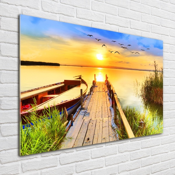 Foto auf Acryl Boot und Pier