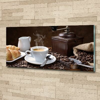 Acrylbild Fotodruck Croissants und Kaffee