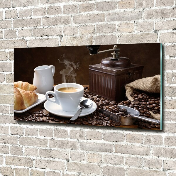 Acrylbild Fotodruck Croissants und Kaffee