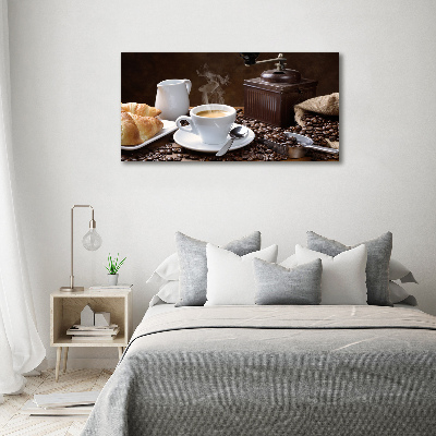 Acrylbild Fotodruck Croissants und Kaffee
