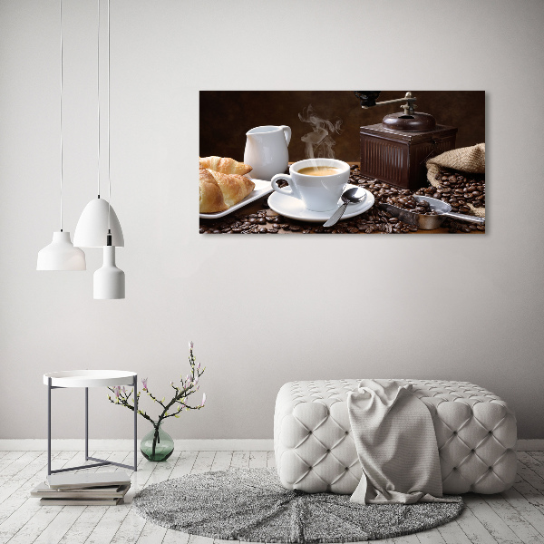Acrylbild Fotodruck Croissants und Kaffee